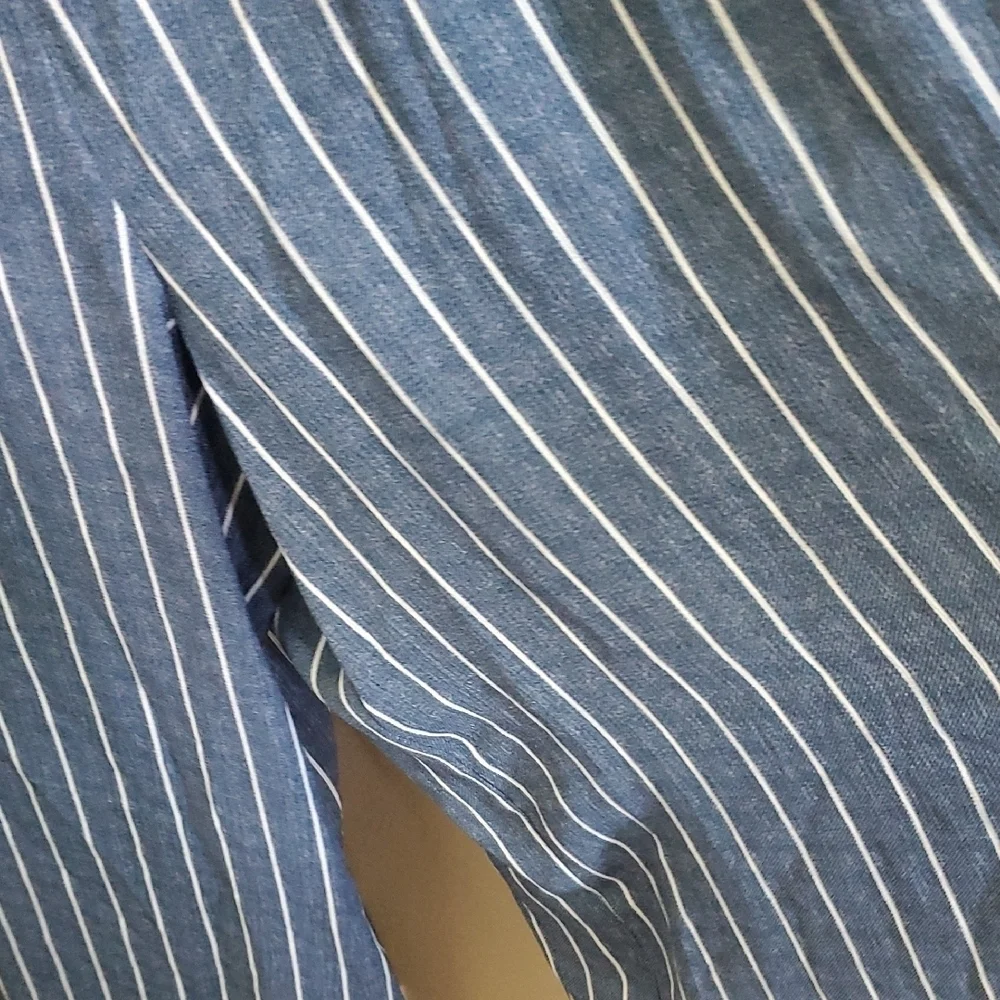 AUW Denim Blue and White Striped Jumper Pants - Picture 8 of 11